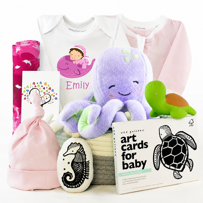 Zeronto Baby Girl Gift Basket - Beautiful Pink Ocean