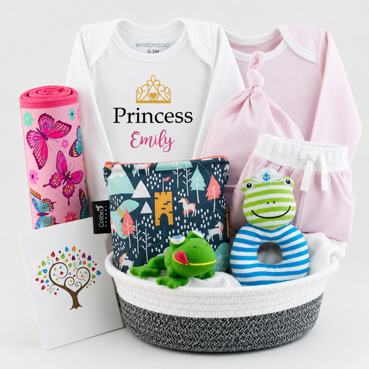 Zeronto Baby Girl Gift Basket - Princess & Skippy Frog