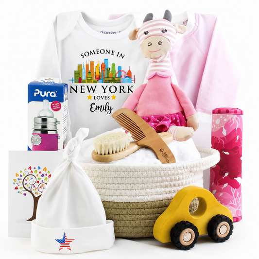 Zeronto Baby Girl Gift Basket - Someone in New York Loves Baby Girl