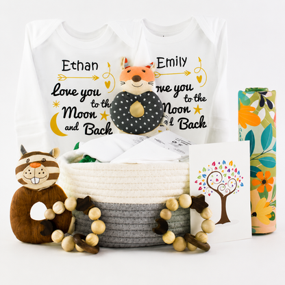 Zeronto Twin Baby Gift Box - Love You To The Moon & Back