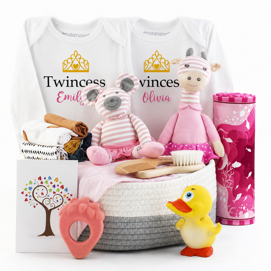 Zeronto Twin Baby Girl Gift Basket - Beautiful Twincess