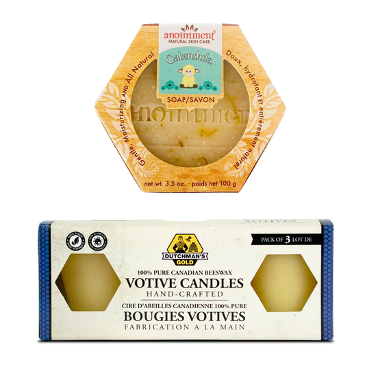 Relax Time Set (Canadian Beeswax Votive Candles + Anointment Calendula Soap)