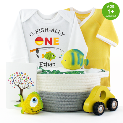 Zeronto Baby First Birthday Gift Basket - O-fish-ally ONE