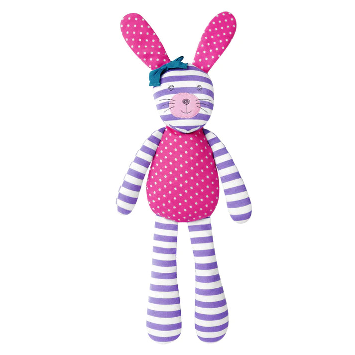 Organic Farm Buddies Organic Plush Toy - Bunny Purple Stripes (18 inches)