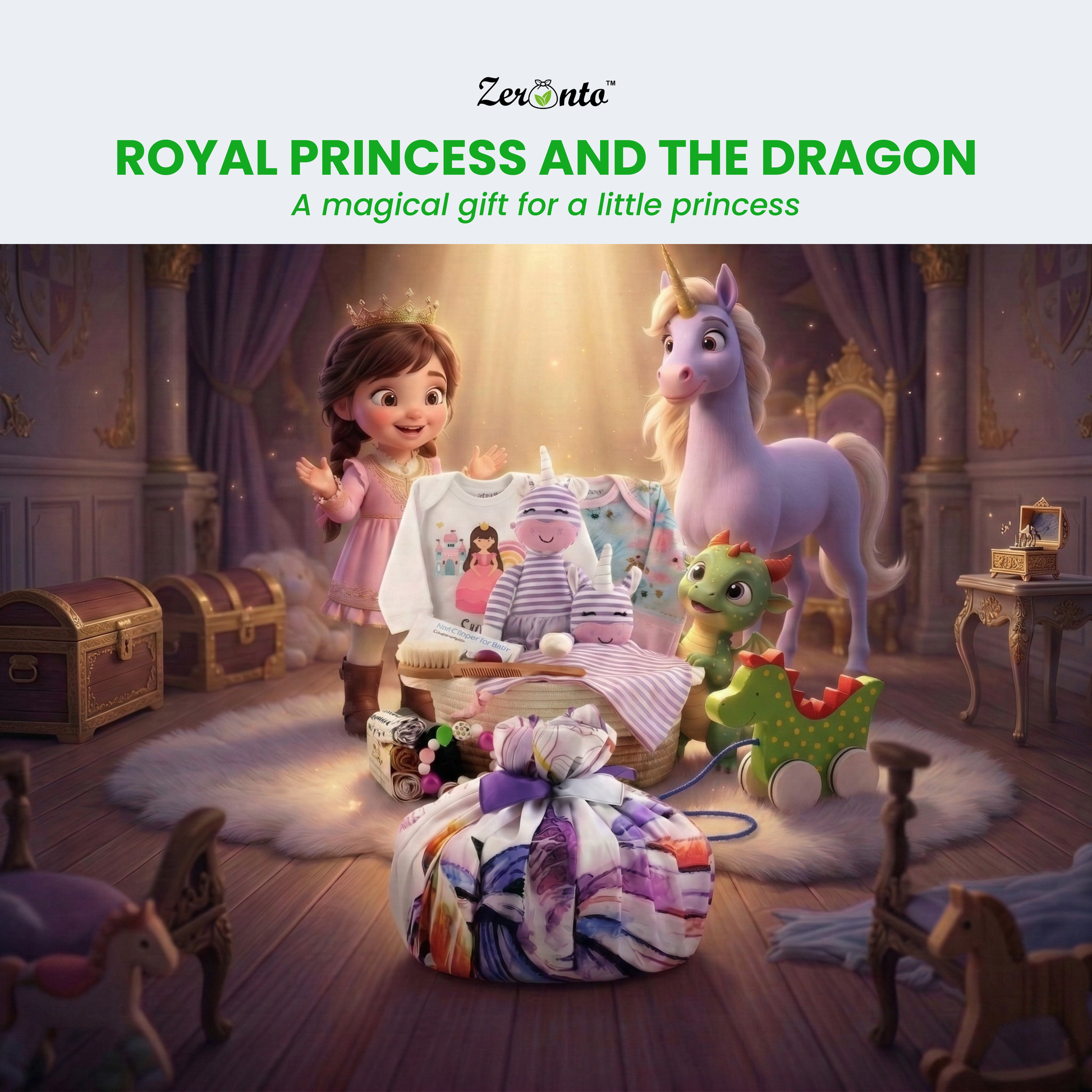 Zeronto Baby Gift Basket - Princess and the Dragon 