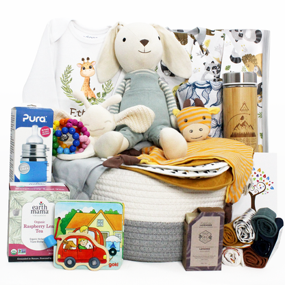 Zeronto Luxury Baby Boy Gift Basket 2-Tier (Tower of Joy)