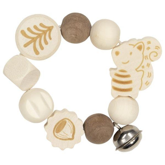 Heimess Nature Wooden Rattles - Touch Ring Elastic Squirrel