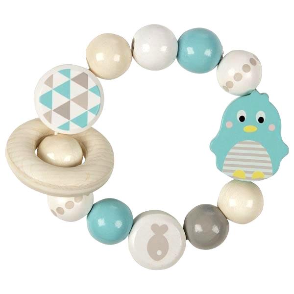 Heimess Wooden Rattles - Touch Ring Elastic Penguin