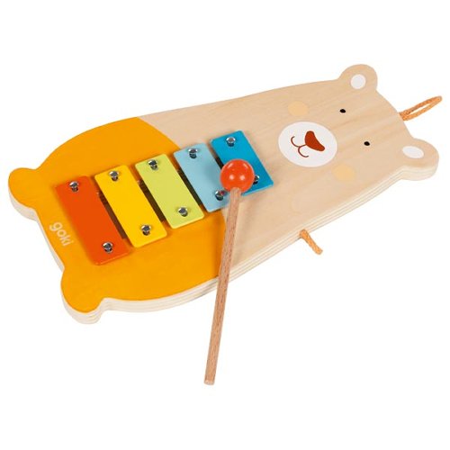 Goki Wooden Push-Along Giraffe + Xylophone Music Bear