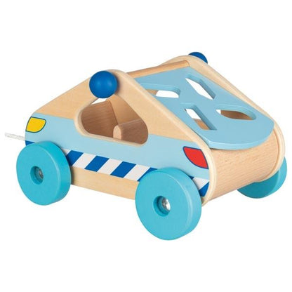 Goki 2-in-1 Wooden Sort Box and Pull-Along Car