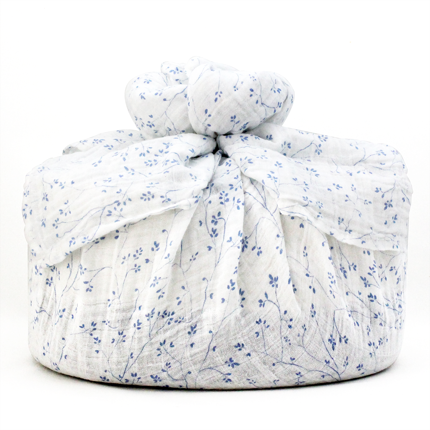 Wrapped with Muslin Swaddle Blanket (Blue Blossom) + Blankie Toy (Mr. Moo)