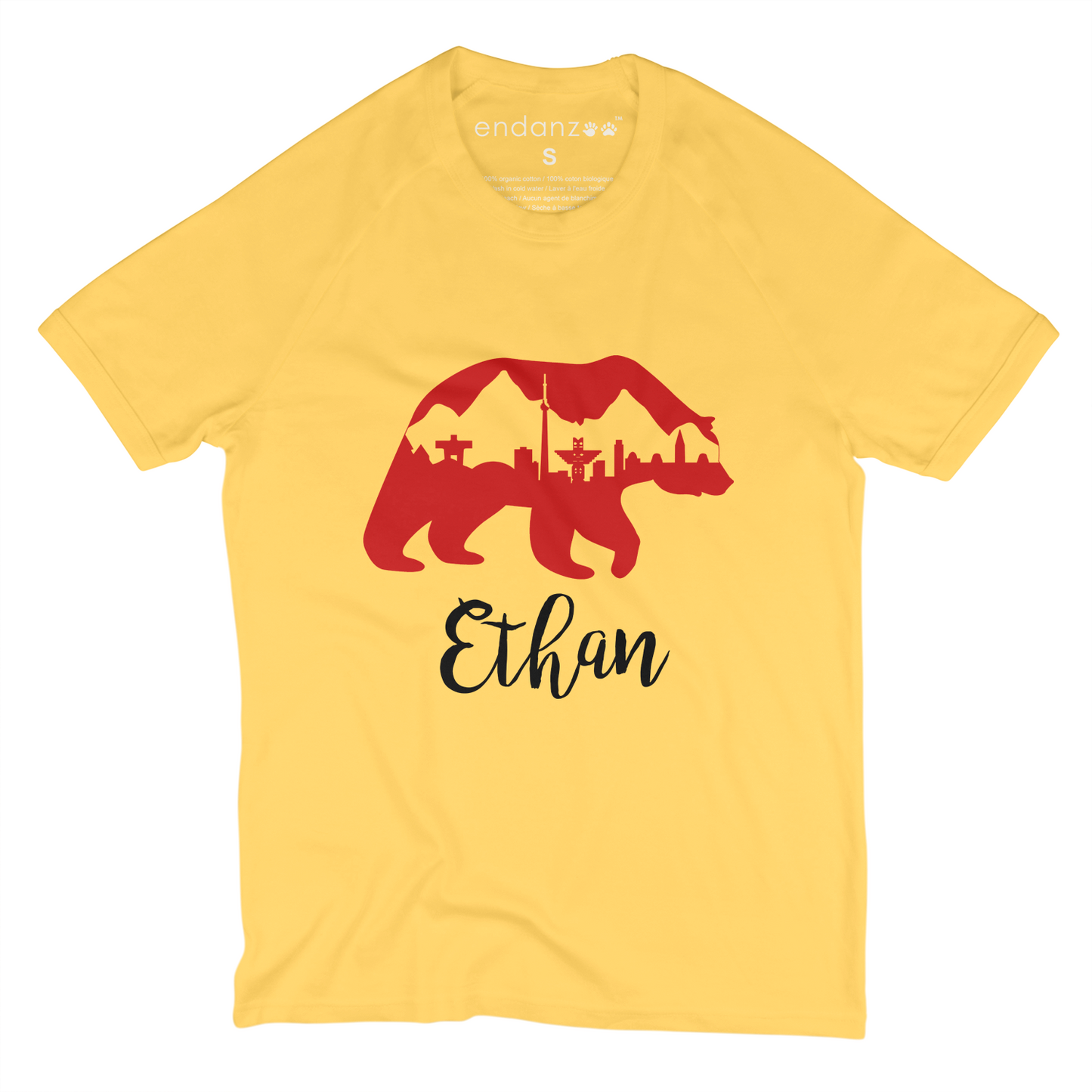 [Personalized] Bear Canada Iconic Symbol Organic Kids Tee Shirt