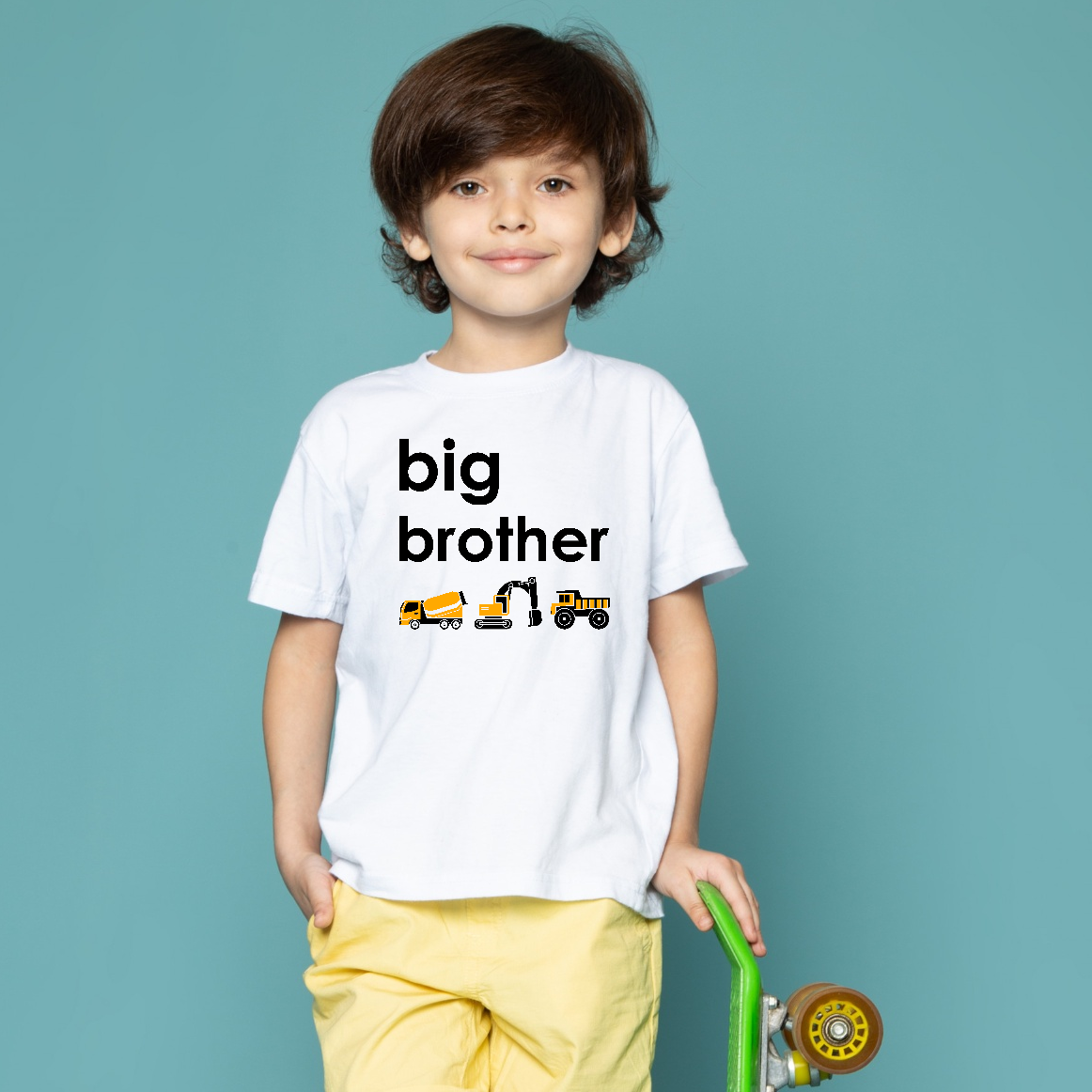 Big Brother Construction Tractors Organic Kids Short Sleeve Tee Shirt