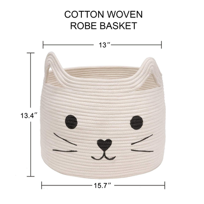 Cotton Woven Rope Basket - Cat