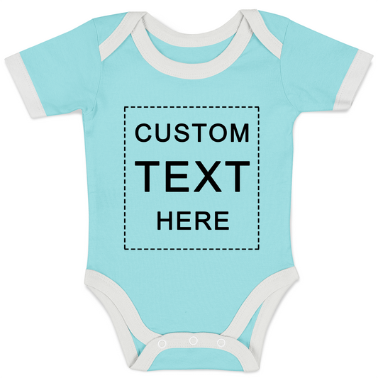 Custom Text Organic Baby Bodysuit (Aqua / Short Sleeve)