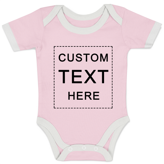 Custom Text Organic Baby Bodysuit (Pink / Short Sleeve)