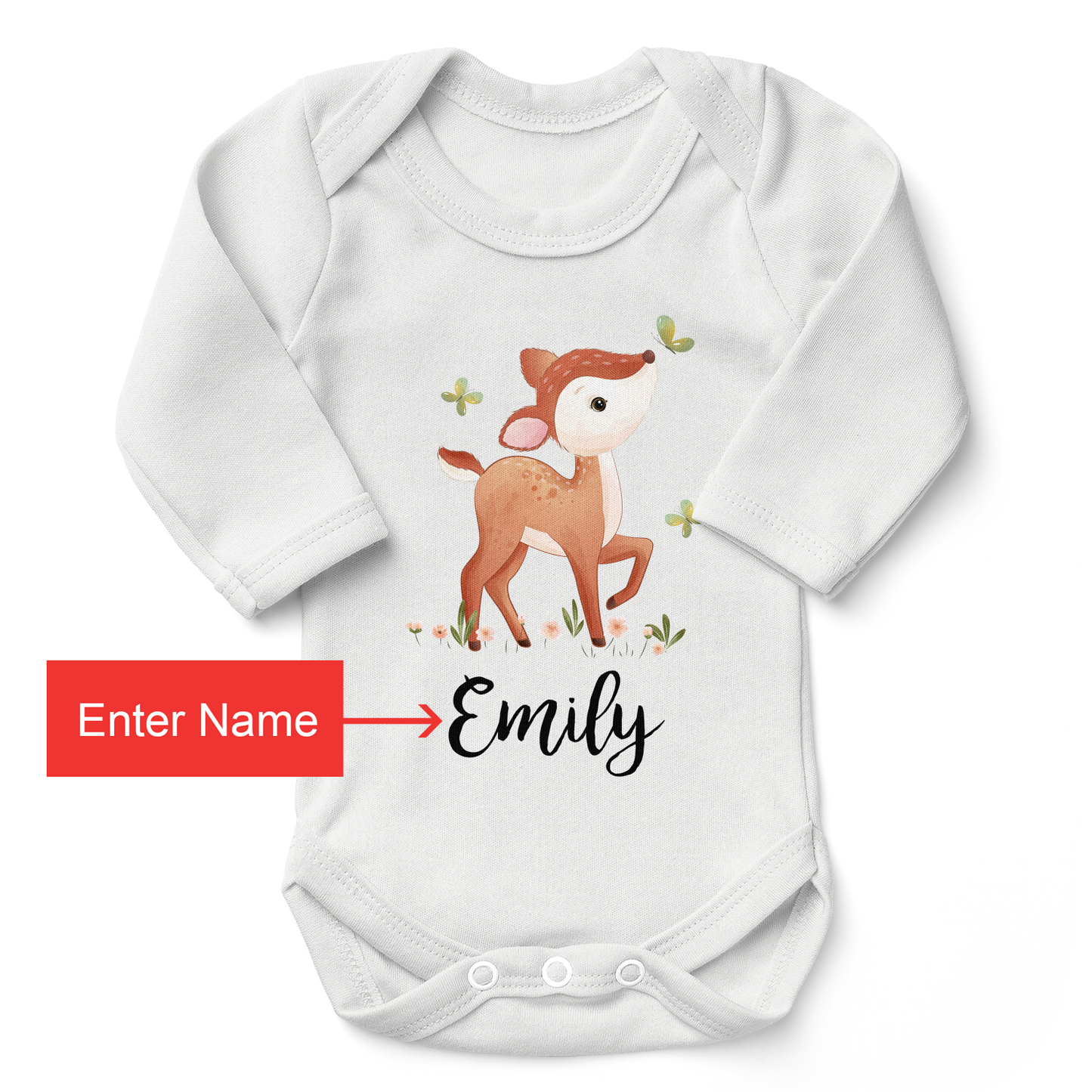 Personalized Matching Mom & Baby Organic Outfits - Deer Family (White)