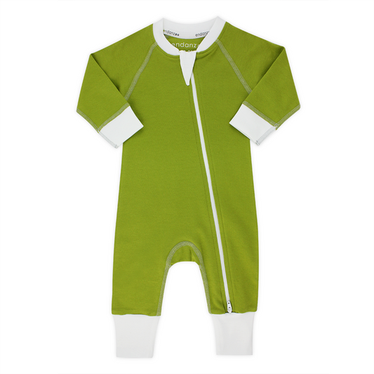 Endanzoo Organic Double Zippered Romper - Green