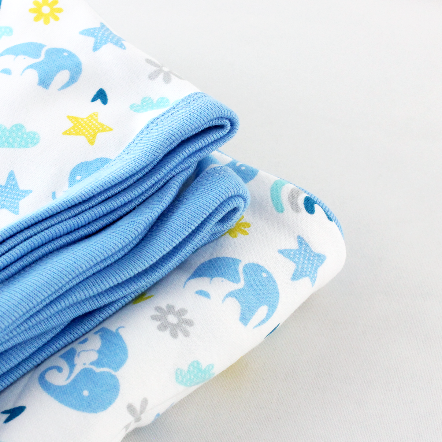 Wrapped with Endanzoo Organic Baby Swaddle Blanket - Elephant Love