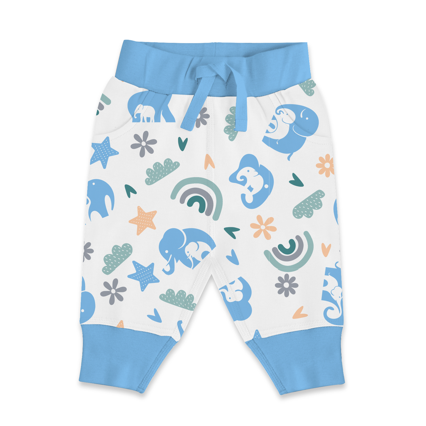 Endanzoo Matching Organic Cuff Pant & Knotted Beanie - Elephant Love