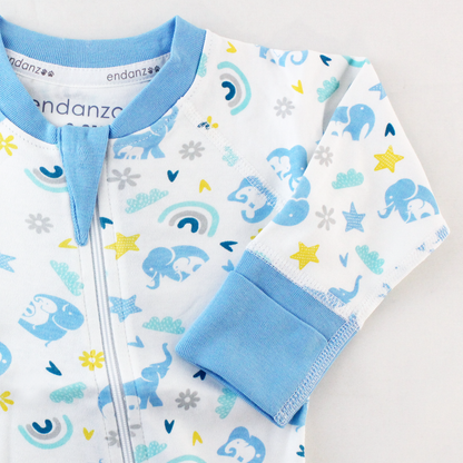 Endanzoo Organic Double Zippered Romper - Elephant Love