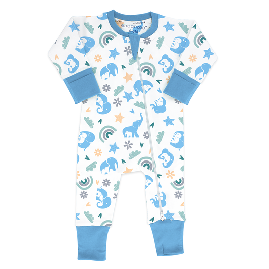 Endanzoo Organic Double Zippered Romper - Elephant Love