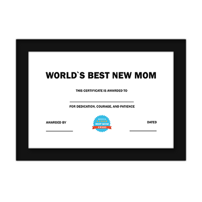 New Mom Award Certificate With Frame