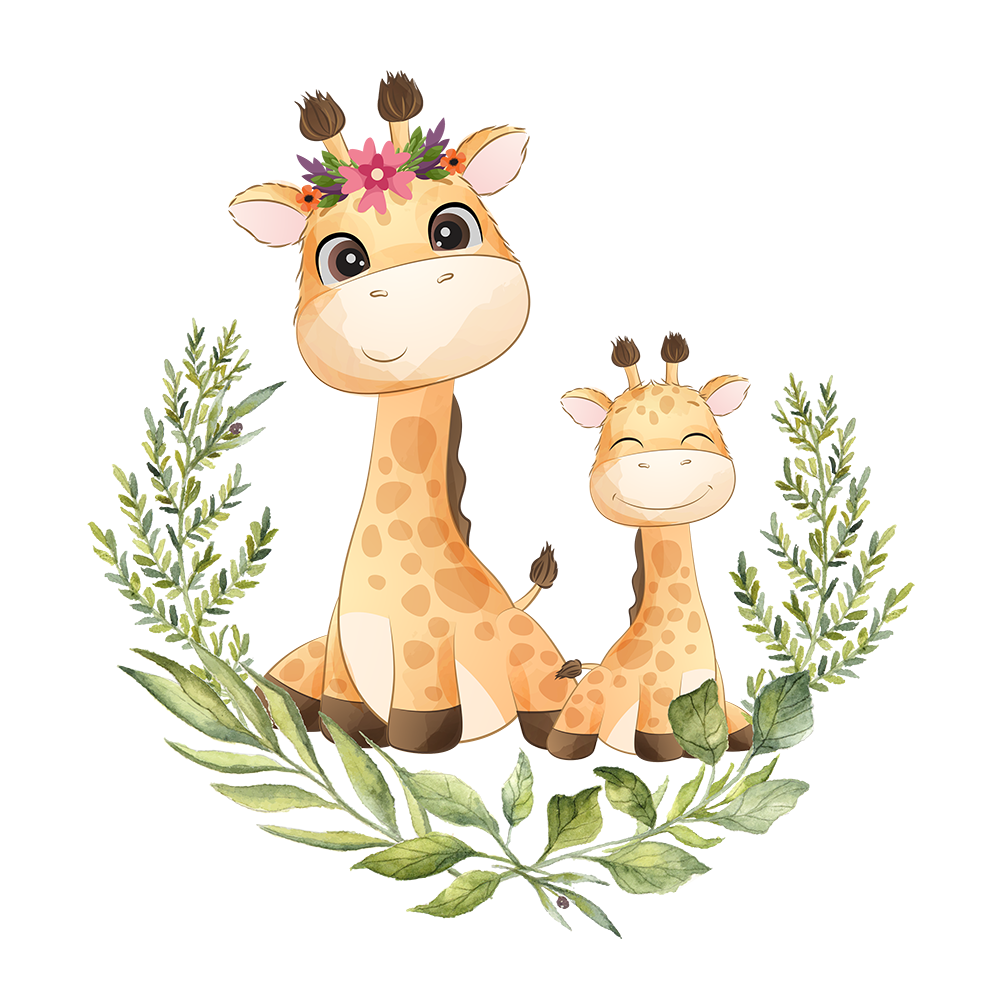 Personalized Matching Mom & Baby Organic Outfits - Giraffe Family (Boy)