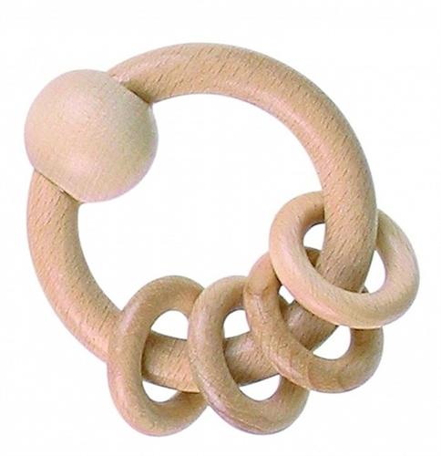 Heimess Wooden Rattles - Four Natural Rings