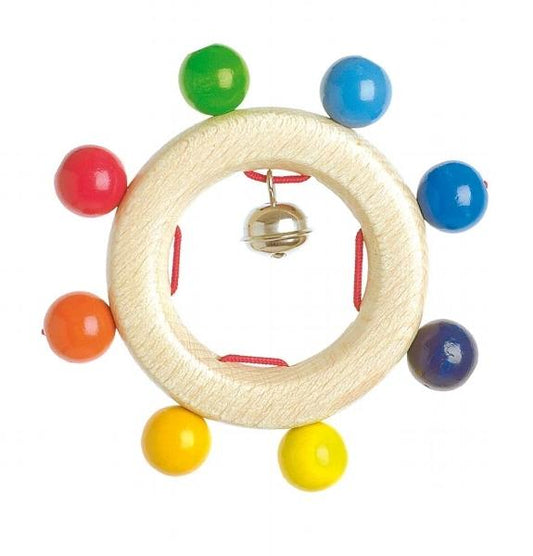 Heimess Wooden Rattles - Touch Ring Rainbow Beads