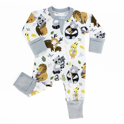 Endanzoo Organic Double Zippered Romper - Safari Hugs