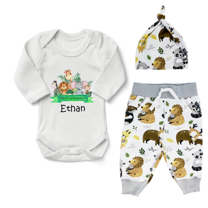 Endanzoo Home Coming Newborn Boy Organic Gift Set - Safari Hugs