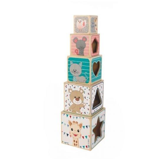 Janod Square Wooden Stacking Pyramid - Sophie La Girafe