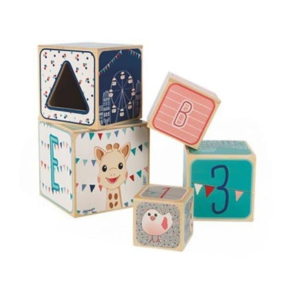 Janod Square Wooden Stacking Pyramid - Sophie La Girafe