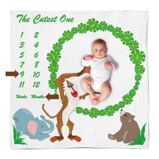 Baby Monthly Milestone Blanket - Jungle Friends