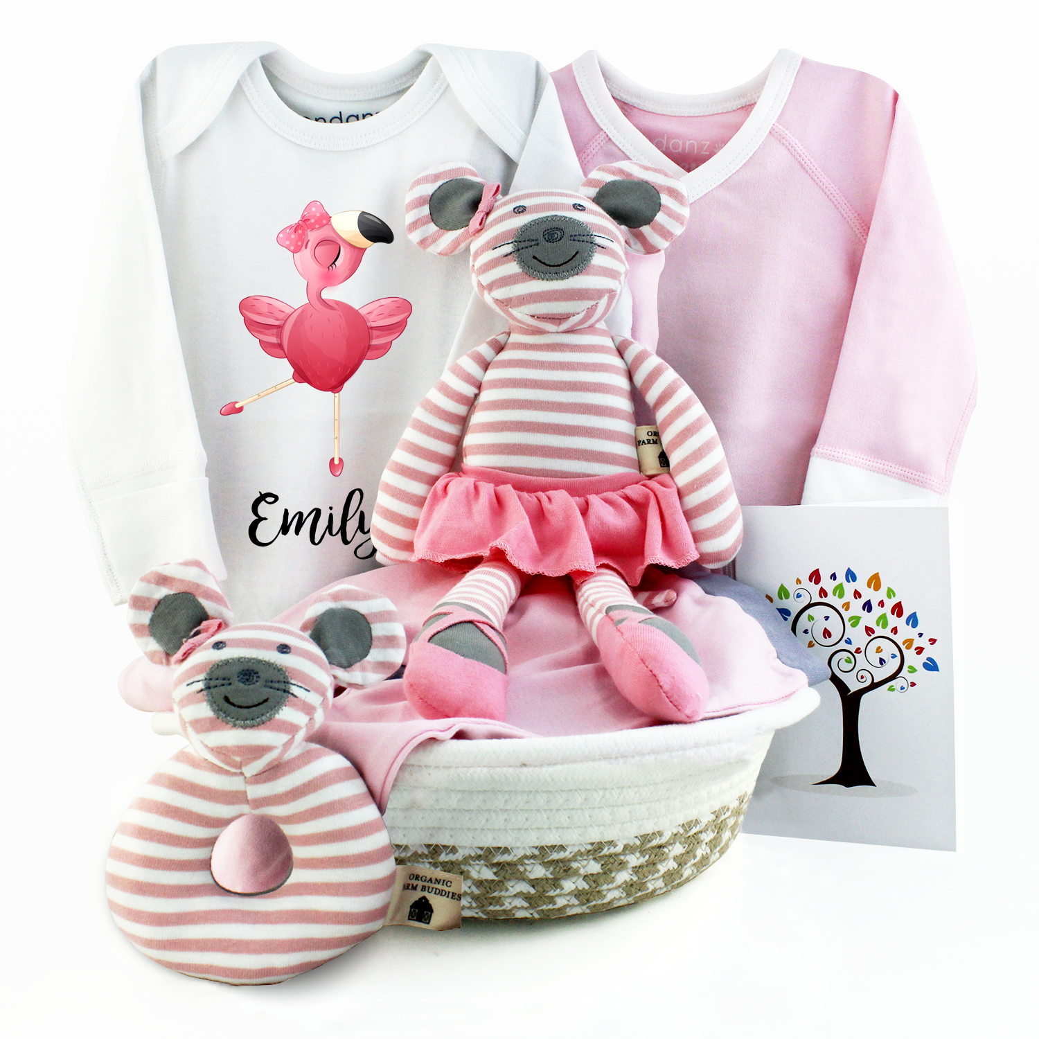Kids At The Patio - Baby Girl Gift Basket - Ginger Birds