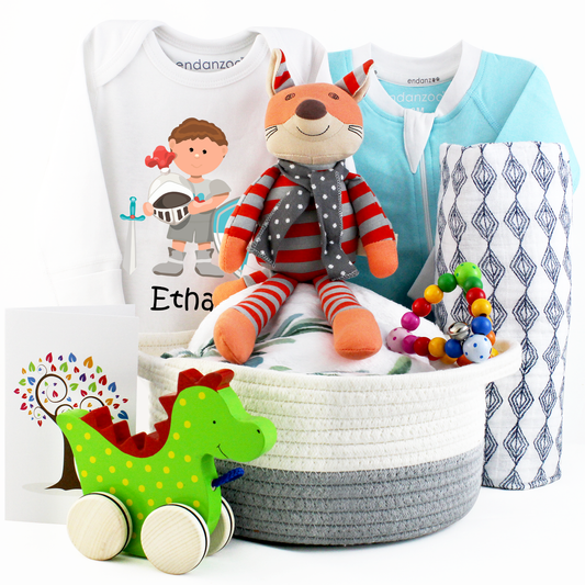 Zeronto Baby Boy Gift Basket - Little Knight and the Dragon