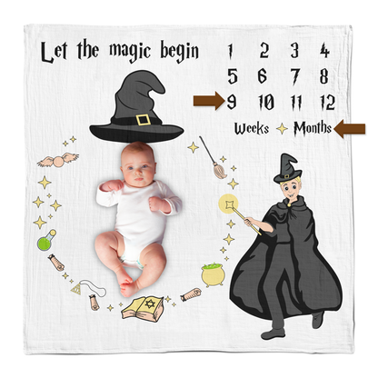 Baby Monthly Milestone Blanket - Little Wizard