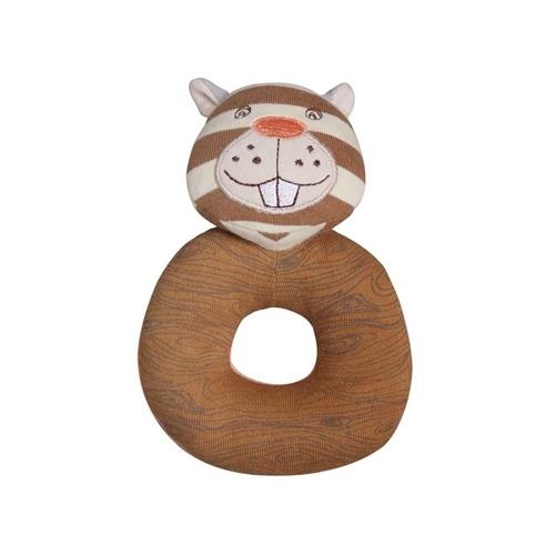 Organic Farm Buddies Teething Rattle - Beaver