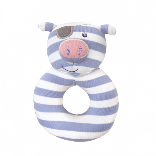 Organic Farm Buddies Teething Rattle - Pirate Pig