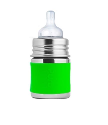 Pura Kiki 5oz Infant Stainless Steel Bottle (Green with sleeves)