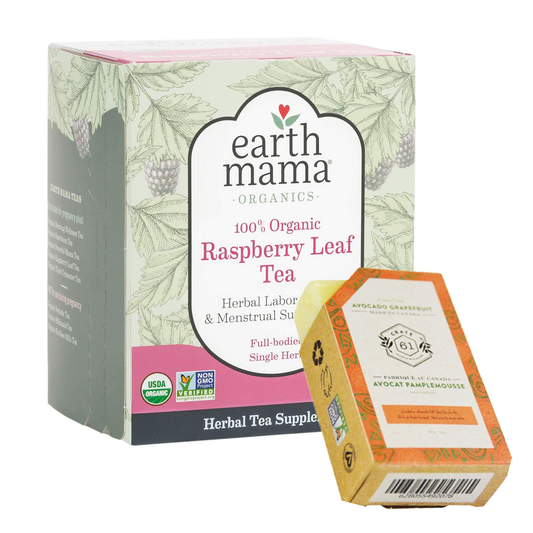 Crate 61 Organic Bar Soap (Avocado Grapefruit) + Earth Mama's Organic Raspberry Leaf Tea