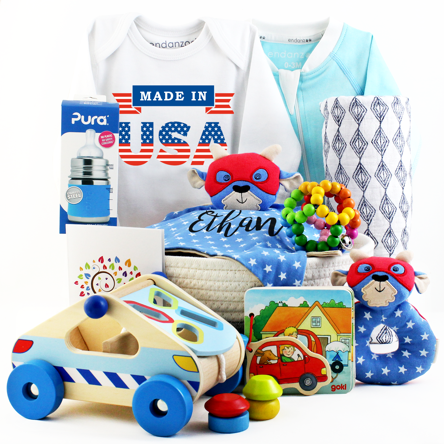 A Special Delivery New Baby Gift Basket – Blue –
