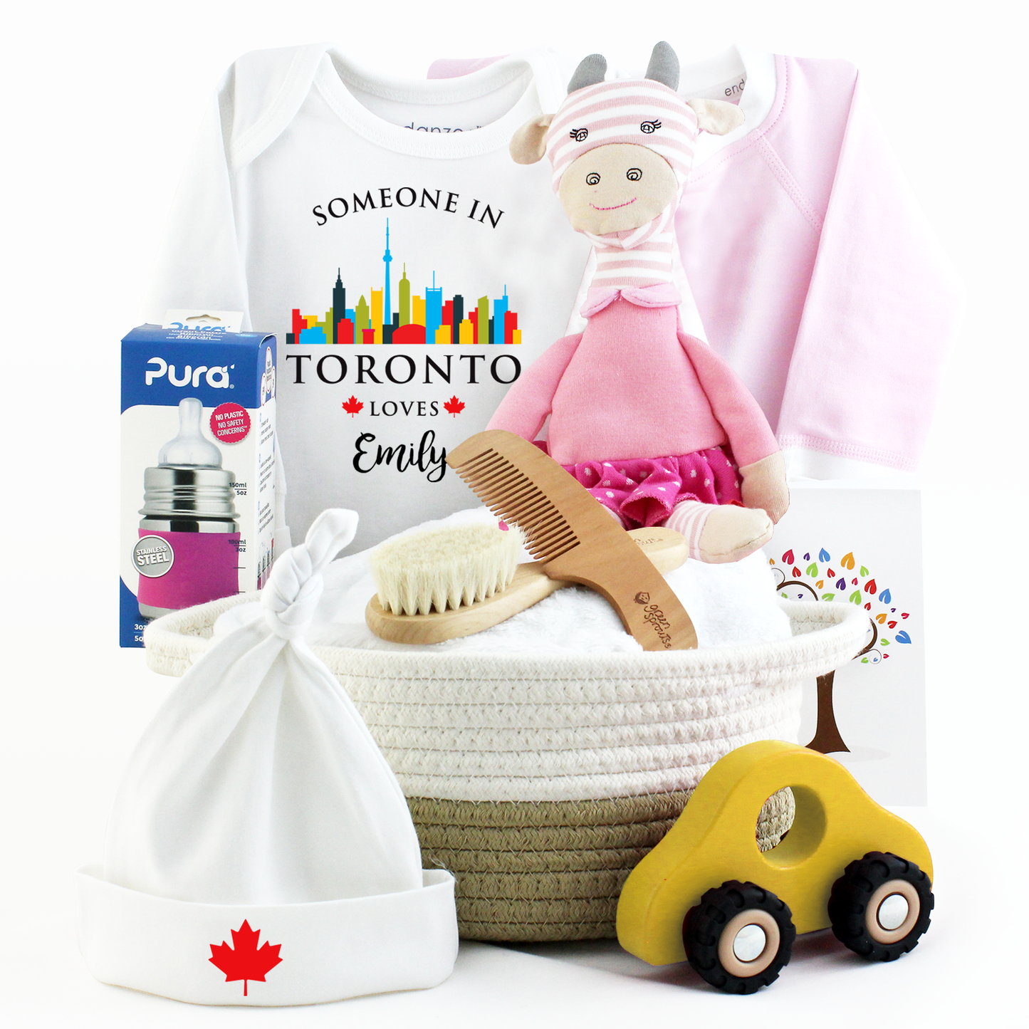 Zeronto Baby Girl Gift Basket - Someone in Toronto Loves Baby Girl