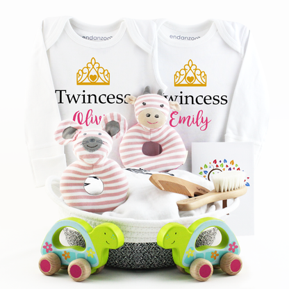 Zeronto Twin Baby Girl Gift Basket - Little Twincess