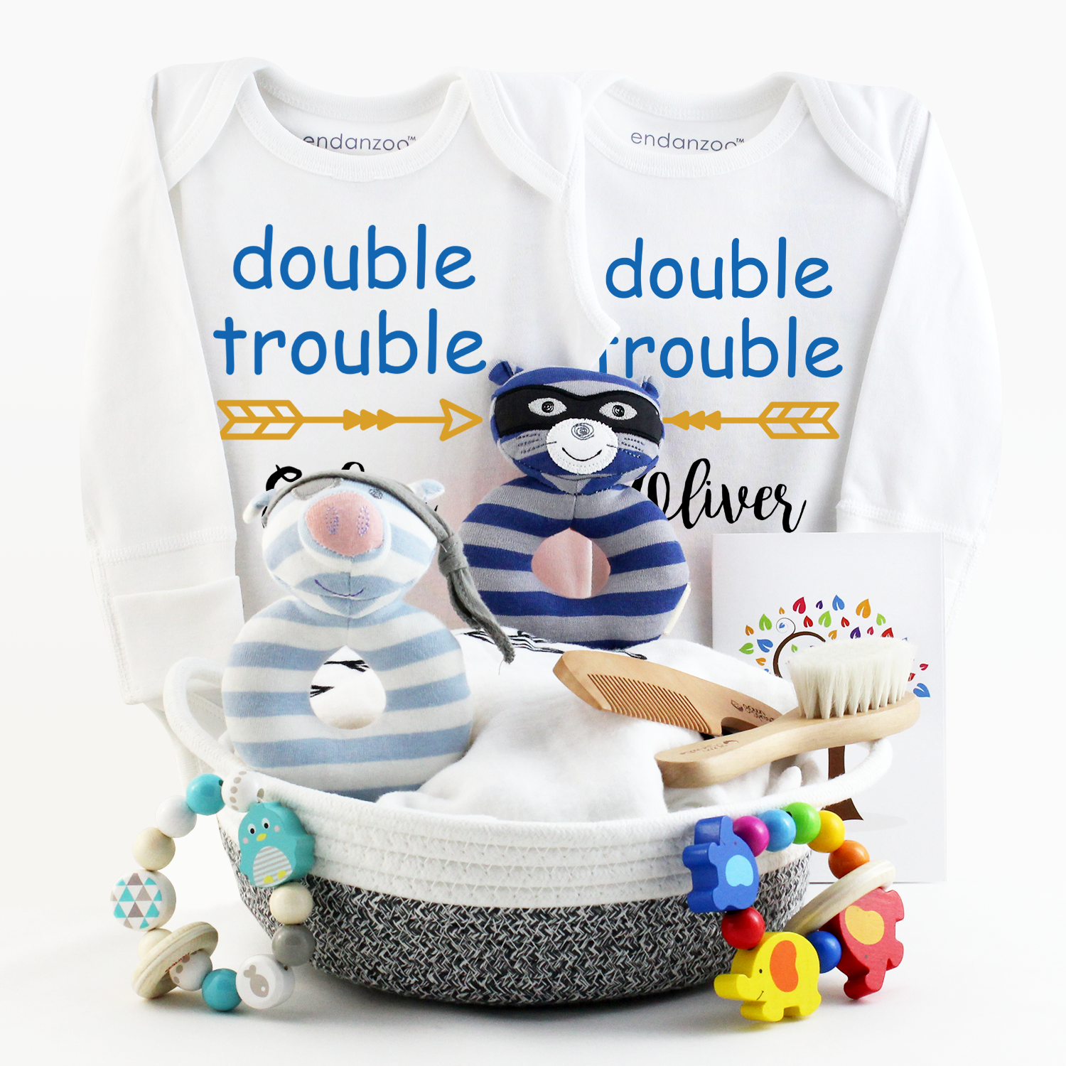 Twin baby gift baskets hot sale