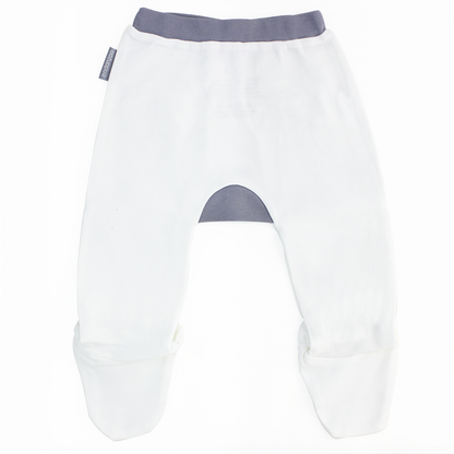 Endanzoo Organic Footed Pant - White w/ grey