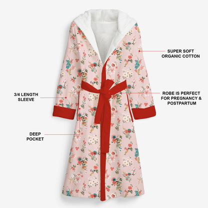 Endanzoo Organic Cotton Maternity Robe - Pink Blossom