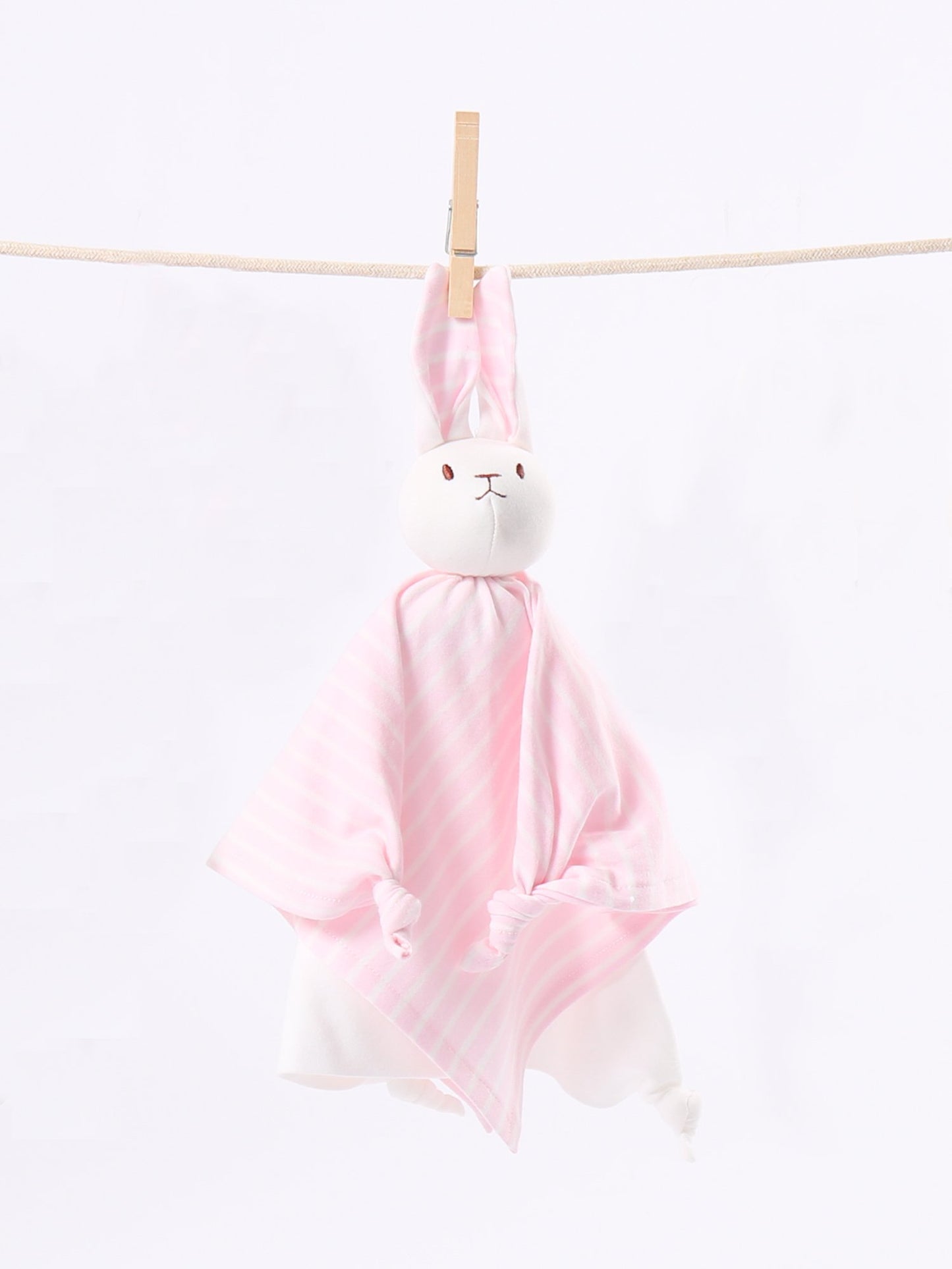 Under The Nile Organic Cotton Lovey Blanket Friend - Pink Stripe Bunny (10")