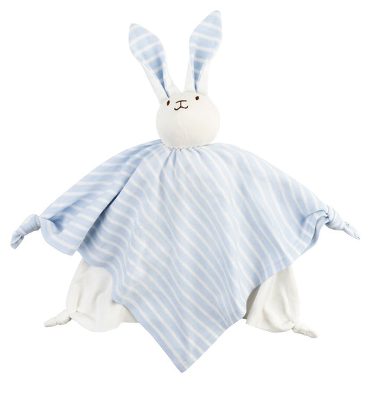 Under The Nile Organic Cotton Lovey Blanket Friend - Blue Stripe Bunny (10")